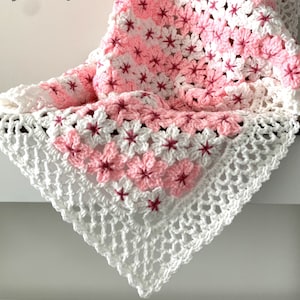 Cherry Blossom Flower Baby Blanket, Crochet Baby Blanket Pattern, Granny Square Blanket, Newborn Afghan Pattern, Throw Blanket, Bedspread