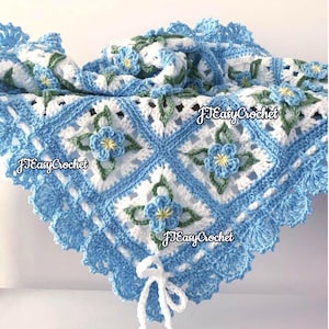Forget Me Not Baby Blanket Pattern, Crochet Flower Blanket, Pdf Pattern, Floral Afghan, Instant Download, Throw Blanket, Nursery Bed Cover