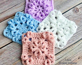 Crochet Pattern & VIDEO, 4-in-1 Textured Granny Square Set For Baby Blanket DIY, Throw, Cardigan, Shawl, Bag, Mix And Match Crochet Projects