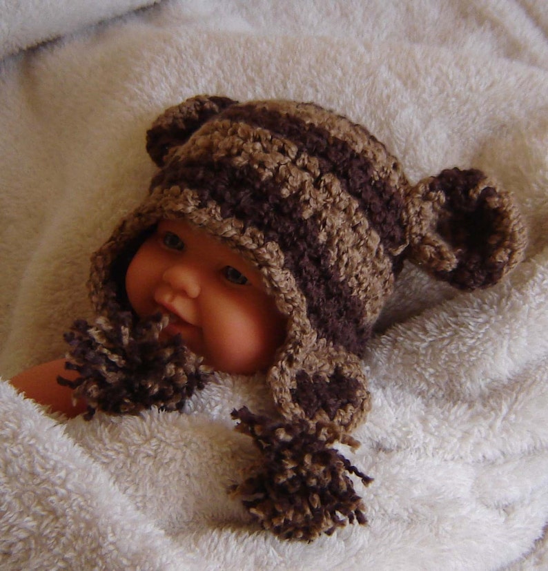 PDF Instant Download Easy Crochet Pattern no 104 Striped Monkey Hat All sizes from Newborn to Adult image 4