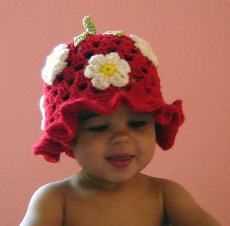 Hat Pattern Crochet Strawberry Baby Crochet Bucket Hat Etsy