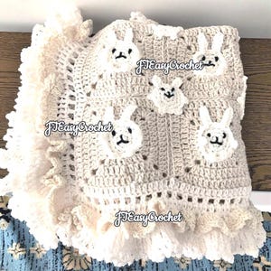 Bunny Blanket Crochet Pattern, Crochet Bunny Blanket, Crochet Animal Blanket Pattern, PDF Crochet Pattern, #314, Bunny Granny Square Crochet