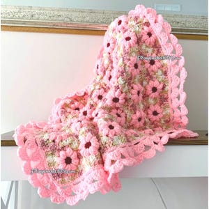Große Blumen Kirschblüte Babydecke, Babydecke Häkelmuster, Oma Decke, Neugeborenen Häkelmuster, Tagesdecke, PDF