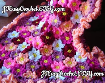 PDF Instant Download Crochet PATTERN No 272  Flower Baby blanket  afghan  throw