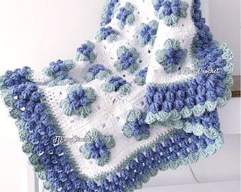 Patroon babydeken bosbes, gehaakt Afghaans fruit, pdf-patroon direct downloaden, 3D-omavierkant, knusse bes deken, schoothoes