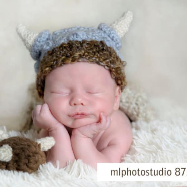 Crochet Viking Hat Pattern, Baby Viking Costume Pattern, Newborn Photo Props, Crochet Viking Helmet Beanie, PDF Download, Knit Diaper Cover