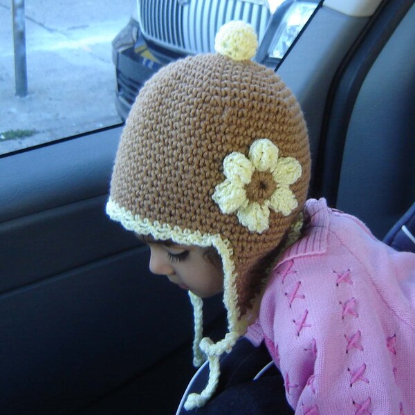 PDF Instant Download Crochet Pattern No027 Earflap Hat all sizes baby toddler child adult