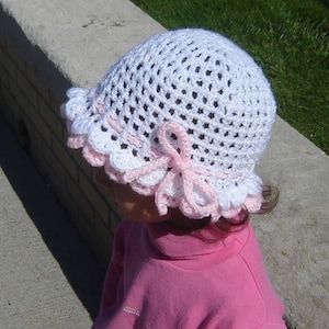 Modello per cappello parasole all'uncinetto per neonati, modello per cappello parasole all'uncinetto per bambini piccoli, modelli per cappelli all'uncinetto per bambini, PDF per bambini, berretto a secchiello, cappello a doppio smerlo