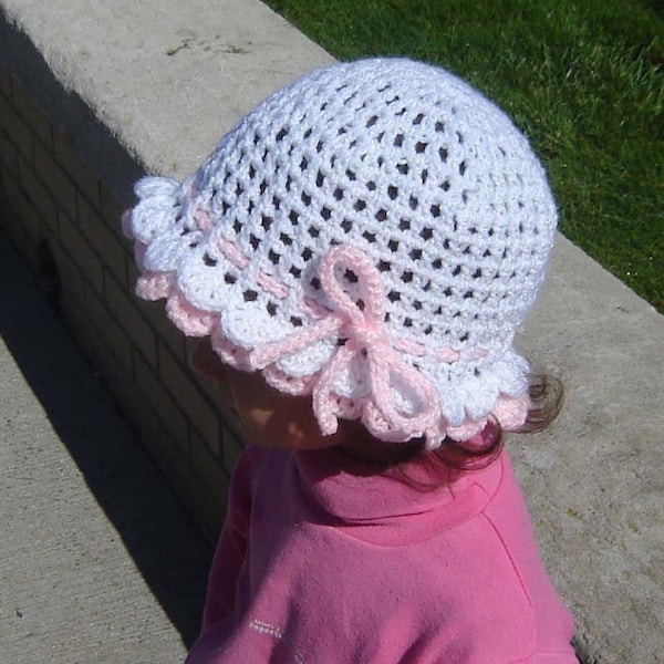 Crochet Baby Sun Hat Pattern, Toddler Sunhat Crochet Pattern, Kids Crochet Hat Patterns, Children PDF, Bucket Cap, Double Scalloped Hat