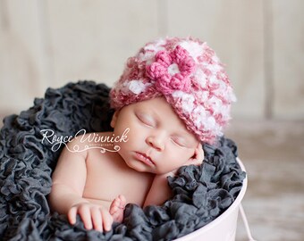 PDF Instant Download Easy Crochet Pattern No 261 Striped Gathered Beanie Beginner photo prop All sizes from preemie to adult