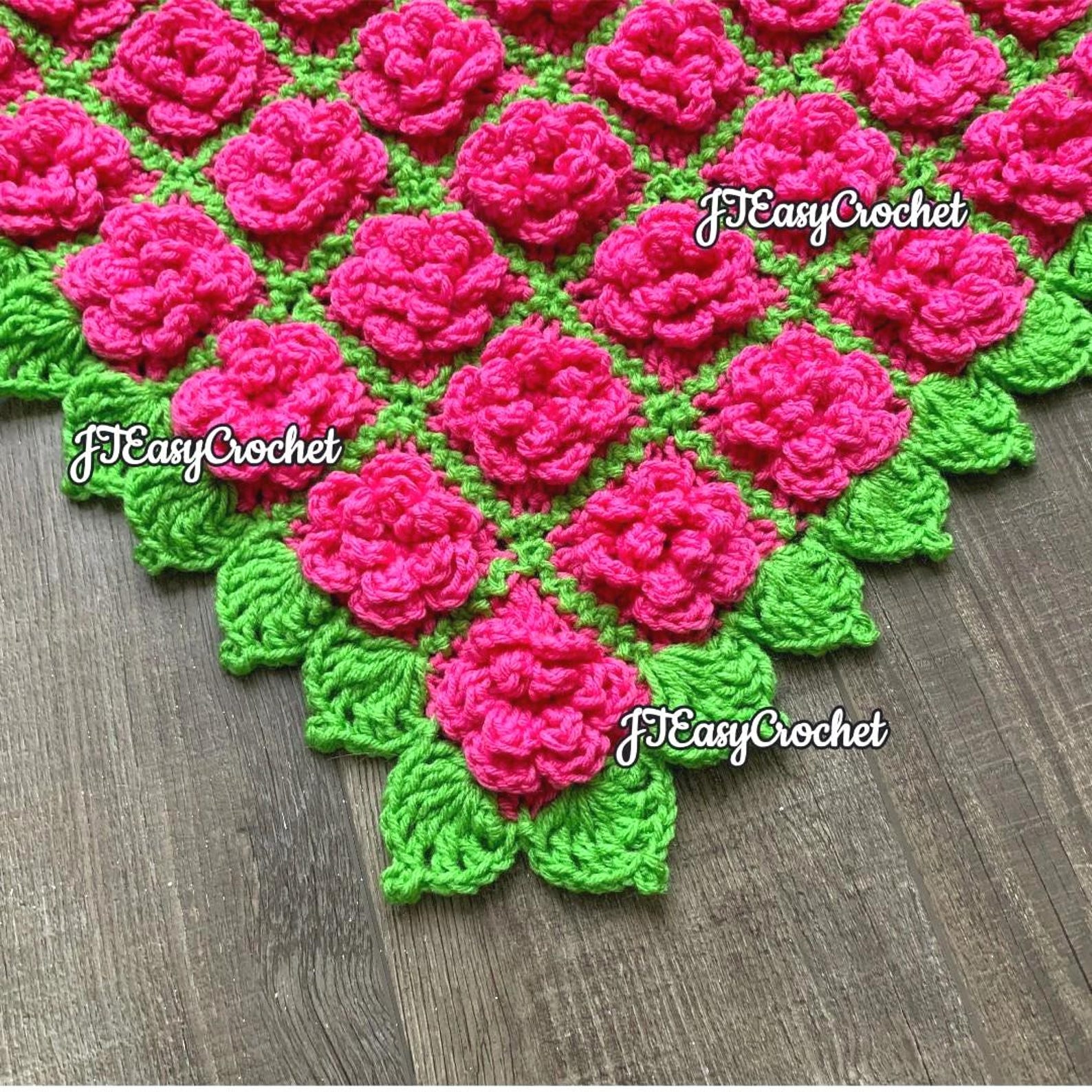Rose Baby Blanket Pattern and Video Tutorial, Crochet Flower Blanket ...