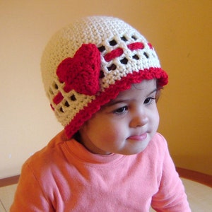 PDF Instant Download Crochet Pattern No 088 Red Rose or Heart Beanie All sizes Preemie Baby Toddler Child Teen Adult image 1