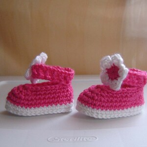 PDF Instant Download Crochet Pattern No 090 Pink Baby Shoes Sizes Preemie, 0 3 6 9 12 months image 2