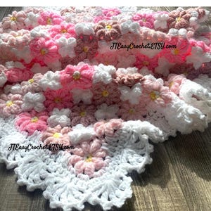 Blumenwiese Baby Decke Muster, gehäkelte Blumen Decke, Pdf Muster, Floral Baby Afghan, Sofort Download, Decke, Bett Decke