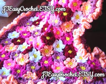 PDF Instant download Gehaakt PATROON nr. 272 bloemen Babydeken Afghaanse plaid