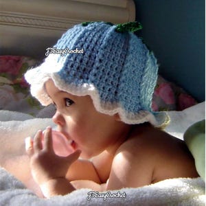 PDF Instant Download Crochet PATTERN No 036 Blue Bell Hat