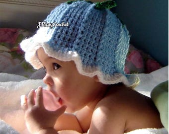 PDF Instant Download Crochet PATTERN No 036 Blue Bell Hat