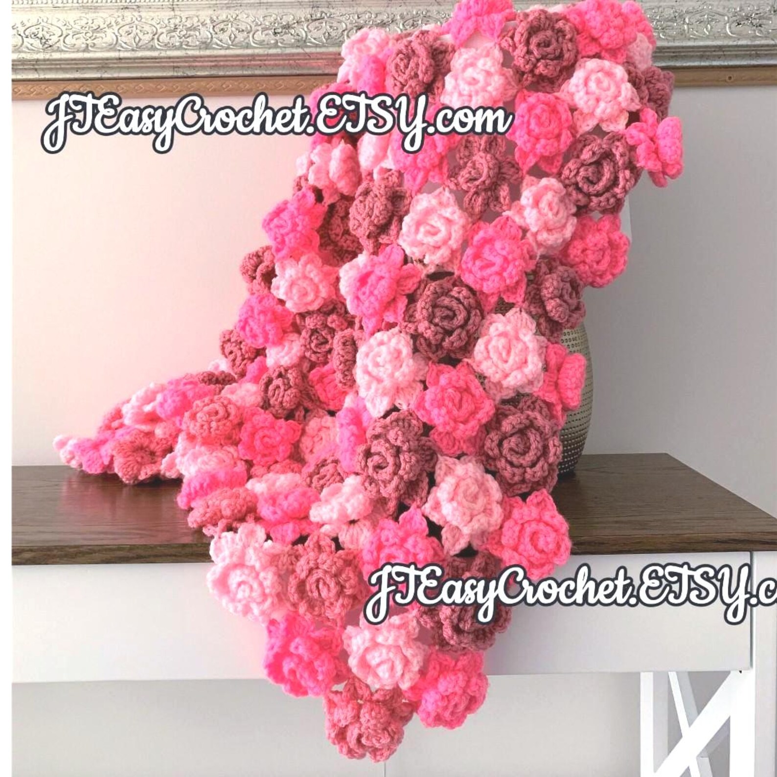 Rose Baby Blanket Pattern, Crochet Flower Blanket, Pdf Instant Download ...
