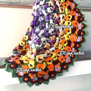 Viola Babyfiltmönster, Virkad Blomfilt, PDF-mönster, Blommig Babyfilt, Omedelbar Nedladdning, Pläd, Barnrumssängöverkast