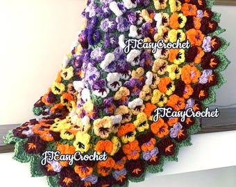 Viola Baby Blanket Pattern, Crochet Flower Blanket, Pdf Pattern, Floral Baby Afghan, Instant Download, Throw Blanket, Nursery Bed Cover