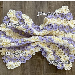 Mönster för Happy Daisy-filt, virkad blomsterfilt, PDF-mönster, blommig babyfilt, direktnedladdning, filt, barnrumsöverkast bild 7