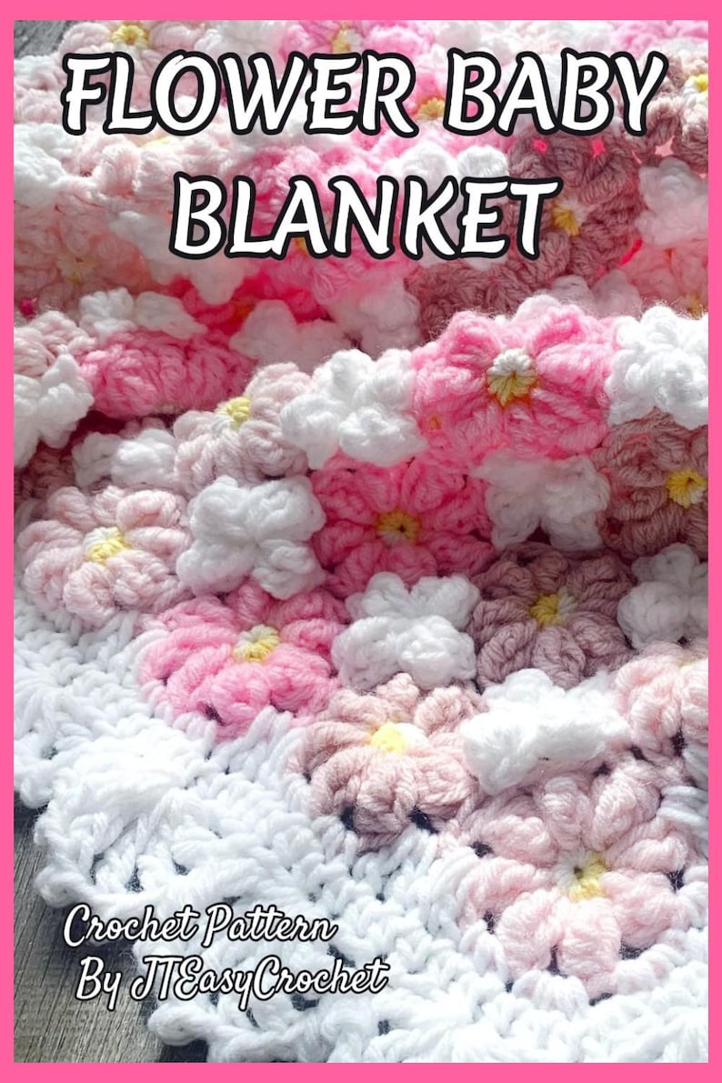Patroon bloemenweide babydeken, gehaakte bloemendeken, pdf-patroon, bloemen baby Afghaans, instant download, deken gooien, bedovertrek afbeelding 13