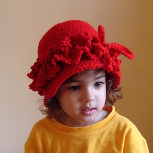 PDF Instant Download Easy Crochet Pattern No 081 Vintage Style Red Cloche All sizes Baby Toddler Child Adult image 2