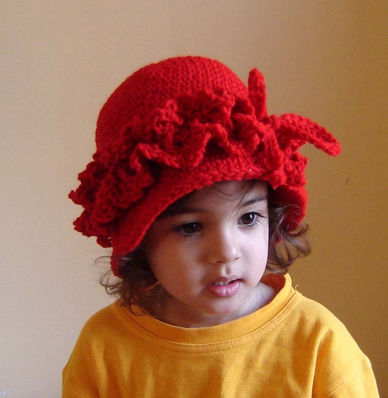 PDF Instant Download Easy Crochet Pattern No 081 Vintage Style Red Cloche All sizes Baby Toddler Child Adult image 2