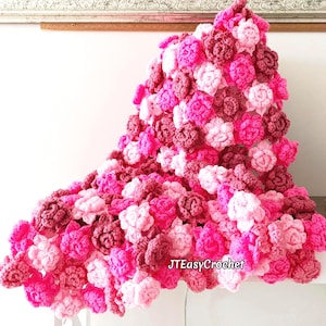 Rose Baby Blanket Pattern, Crochet Flower Blanket, Pdf Instant Download, Cottagecore Floral Baby Afghan, Couch Lap Throw, Nursery Bed Cover