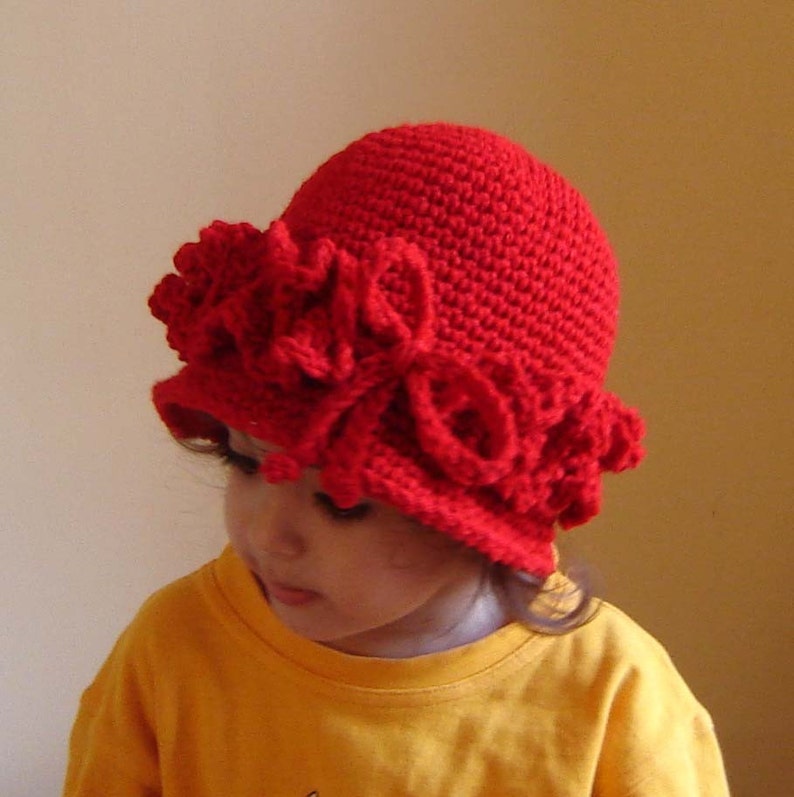 PDF Instant Download Easy Crochet Pattern No 081 Vintage Style Red Cloche All sizes Baby Toddler Child Adult image 3