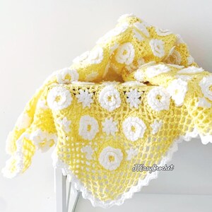 Sunshine babydekenpatroon, gehaakte oma vierkante deken, pdf-patroon, bloemen baby Afghaans, instant download, deken gooien, bedovertrek