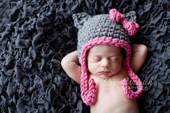 Crochet Kitty Hat Pattern, Preemie Crochet Pattern, Newborn