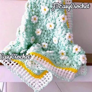 Daisy Crochet Blanket Pattern, Daisy Granny Square Crochet, 3D Textured Afghan, Floral Granny Square, Cottagecore Lap Throw, Boho Vintage