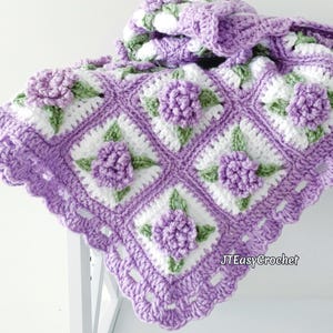 Motif de couverture de bébé carré grand-mère floral au crochet, téléchargement immédiat au format PDF, Cottagecore Lap Afghan, Style vintage bohème, joli cadeau de fil de valeur