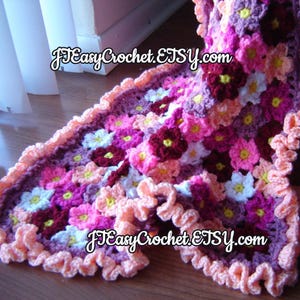 Padrão de manta de crochê com flores, padrão de manta para bebê, manta floral para recém-nascido, padrão de tapete para berçário, download digital, manta para enrolar, arquivo PDF imagem 3