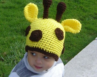 PDF Instant Download Crochet Pattern No039 Spotted Giraffe Beanie all sizes from baby to adult