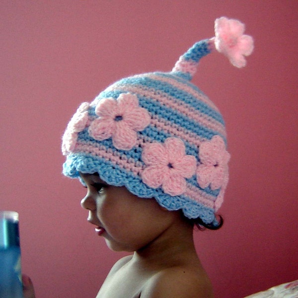 PDF Instant Download Crochet Pattern No 065 Oh Daisy Hat All sizes Baby Toddler Child Adult