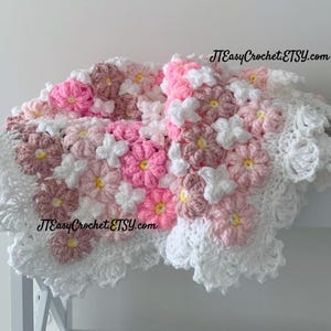 beautiful crochet flower baby blanket with pretty lace border