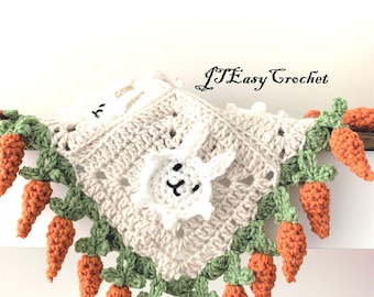 Crochet Baby Blanket Pattern, #306, Easter Bunny Blanket, Carrots And Bunny Afghan, PDF Knitting Patterns, Swaddle Blanket, Stroller Blanket