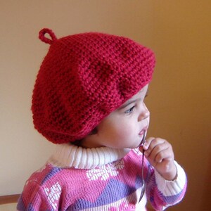 PDF Instant Download Crochet Pattern No 084 French Style Beret Hat All sizes Baby Toddler Child Teen Adult image 1