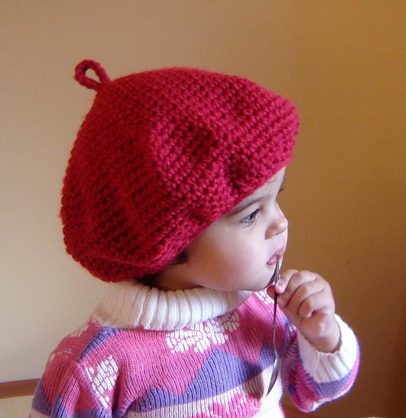 PDF Instant Download Crochet Pattern No 084 French Style Beret Hat All sizes Baby Toddler Child Teen Adult image 1