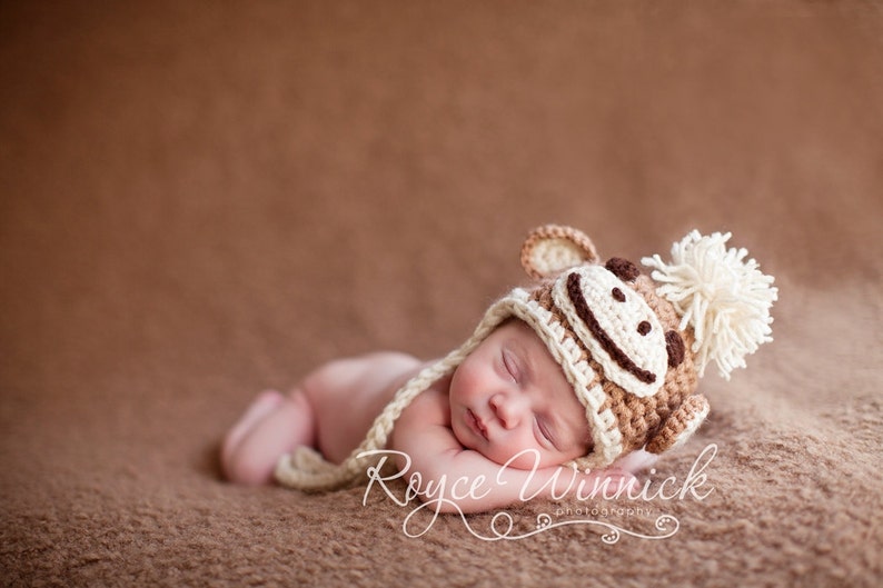 PDF Instant Download Crochet PATTERN No 256 Monkey Set Hat and Diaper cover Chunky yarn photo prop sizes preemie, newborn. 0-3, 3-6 months image 5