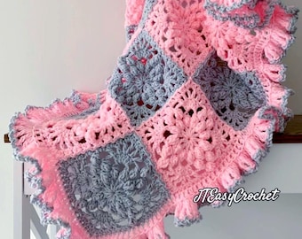 CROCHET PATTERN Crochet Blanket Pattern, Granny square, Textured Crochet Blanket, Baby Blanket, Crochet Throw, Pdf, Afghan Pattern,Red Heart