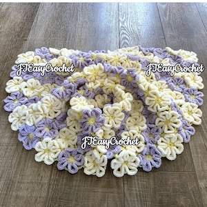 Mönster för Happy Daisy-filt, virkad blomsterfilt, PDF-mönster, blommig babyfilt, direktnedladdning, filt, barnrumsöverkast bild 6
