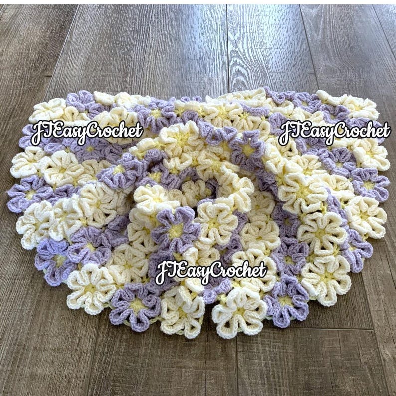 Mönster för Happy Daisy-filt, virkad blomsterfilt, PDF-mönster, blommig babyfilt, direktnedladdning, filt, barnrumsöverkast bild 6