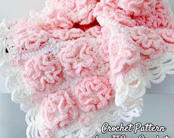 Rose Flower Baby Blanket Crochet Pattern, Floral Granny Square Throw Blanket, Boho Home Decor New Baby Gift DIY PDF Instant Download