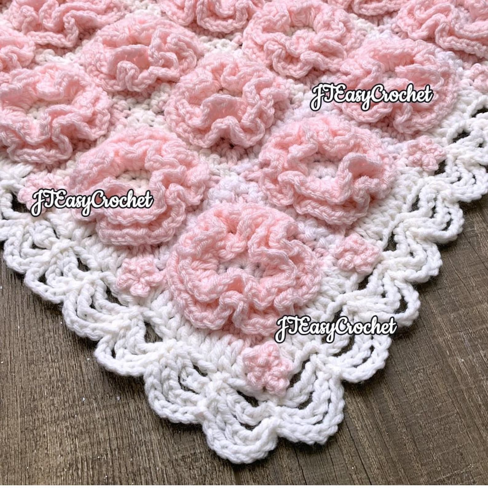 Ruffled Rose Baby Blanket Pattern, Crochet Flower Blanket, Pdf Pattern ...