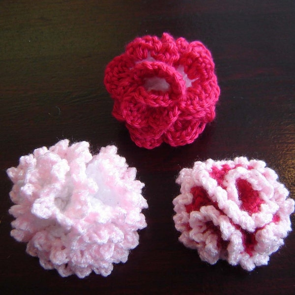 PDF Instant Download Crochet Pattern No 015 Carnation Flowers Applique