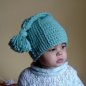 PDF Instant Download Easy Crochet Pattern No082 Green Tassel Hat All sizes Baby Toddler Child Adult image 2