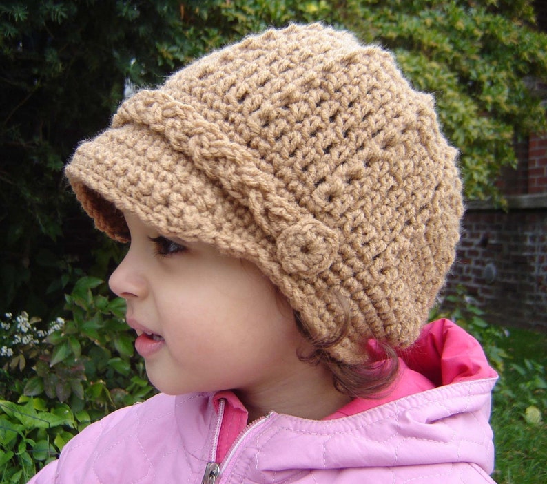 PDF Instant Download Crochet Pattern No 056 Newsboy Cap All sizes baby toddler child adult image 1